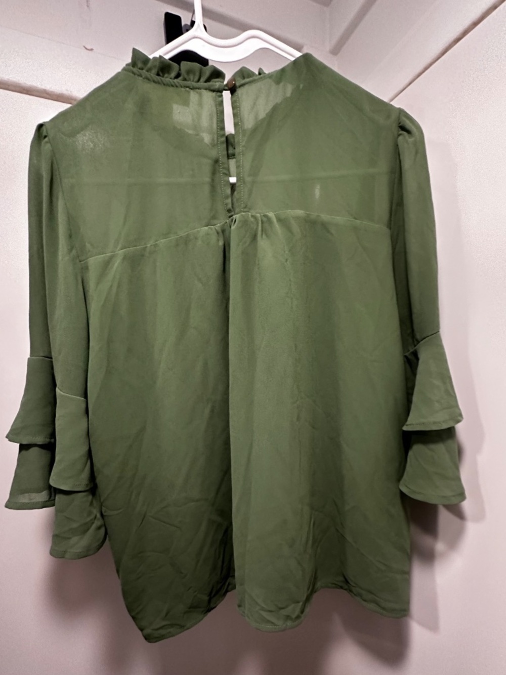 Green Ruffle Blouse - Picture 4 of 5